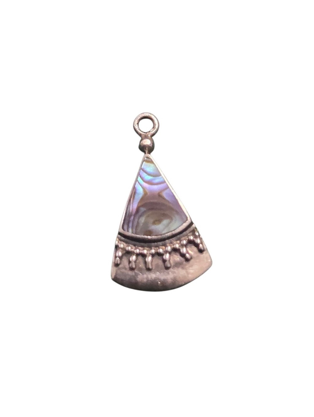 Vintage Sterling Silver & Abalone Shell Fan Pendant Charm